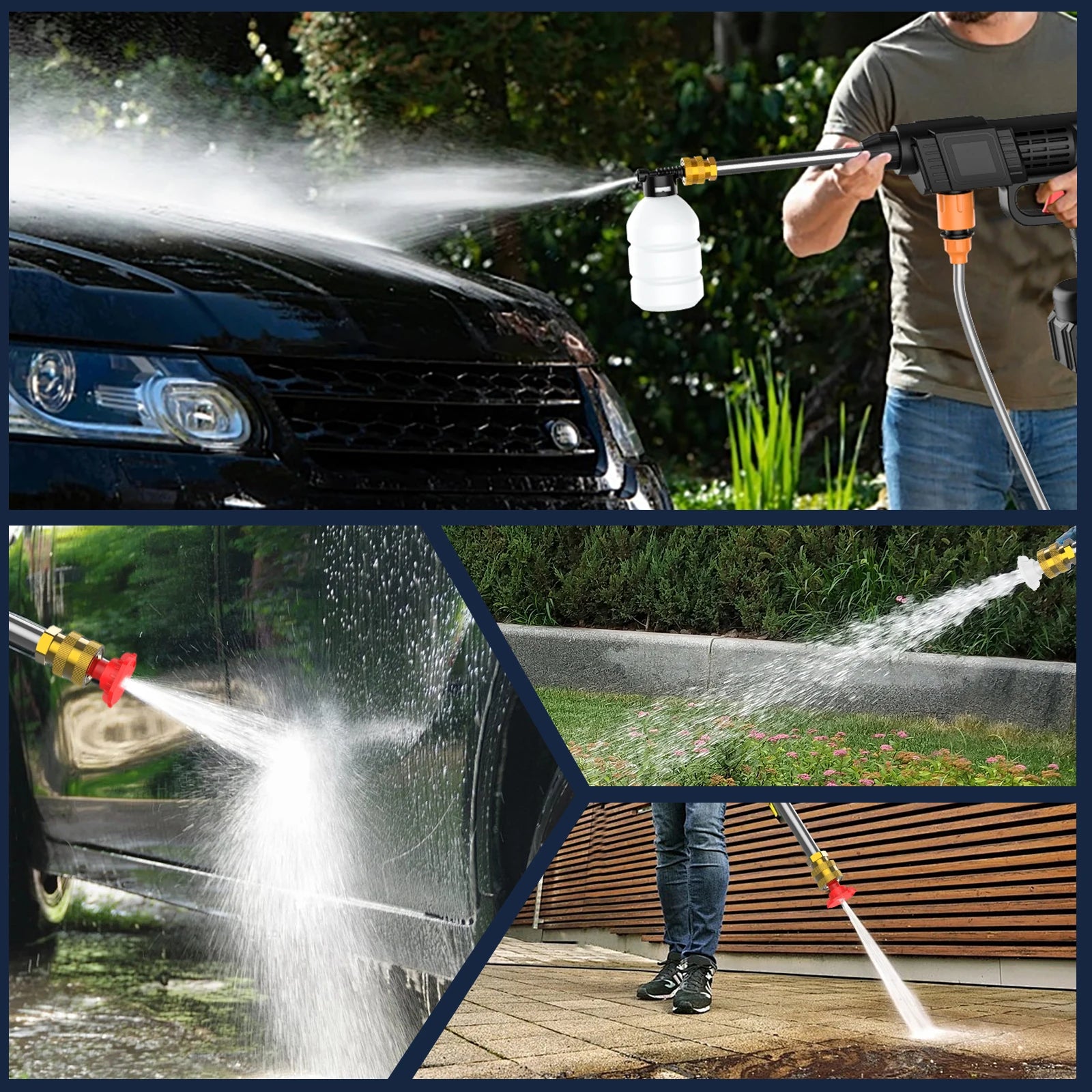 200W 70BAR Cordless High Pressure Wash Spray Water Gun Car Wash Pressure Water washing Machine 21V Lithium Battery