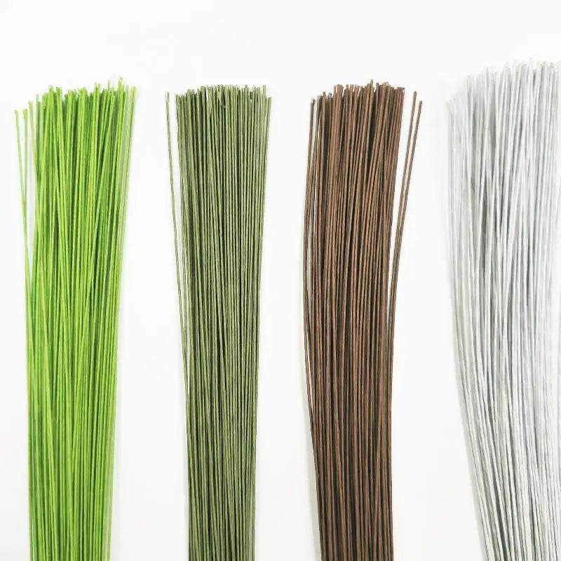 100Pcs DIY Floral Material Wire Stem Accessoies Wedding Home Decor 40cm Floral Wire Stems Artificial Green Flower Stem
