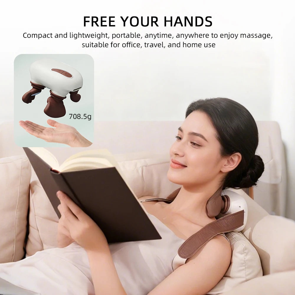 4D Bionic Hand Kneading Neck Shoulder Massager Portable Trapezius Muscle Pinching Massage Shawl Brushless Motor Neck masajeador