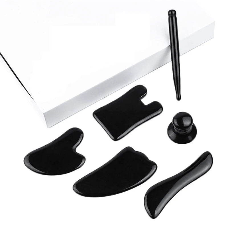 Natural Obsidian Gua Sha Board Gouache Scraper Boad Scraping Meridians Massage Face Lift Anti Wrinkle Beauty Jade Massager