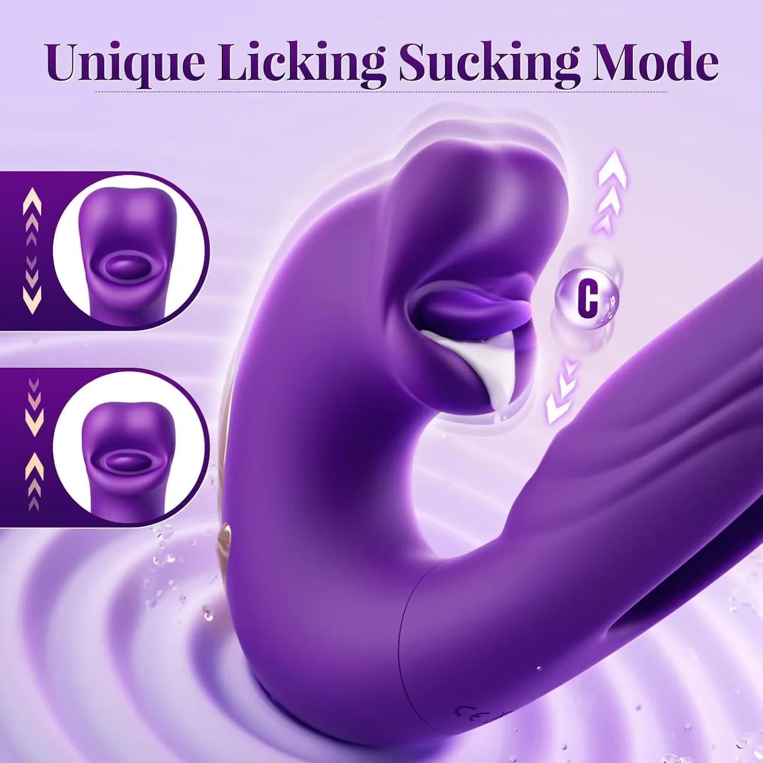 3In1 Telescopic Flapping Vibrator Waterproof G-Spot Clitoral Dual Stimulator Finger-Flapping Tongue Licking Women's Sex Toy