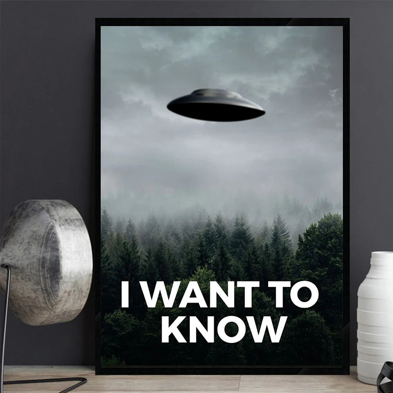 I WANT TO BELIEVE The X Files Art Posters and Prints UFO Retro TV Series Print Canvas Painting Decorative Picture Home Decor