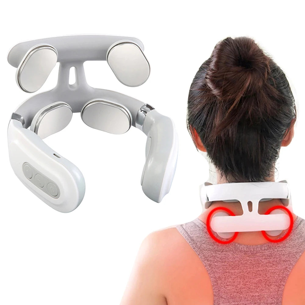 Cervical Massager 16 Modes USB Smart Pulse Heating 4 Neck Massager for Neck Tension NeckMassager Vibrator Heating Massager