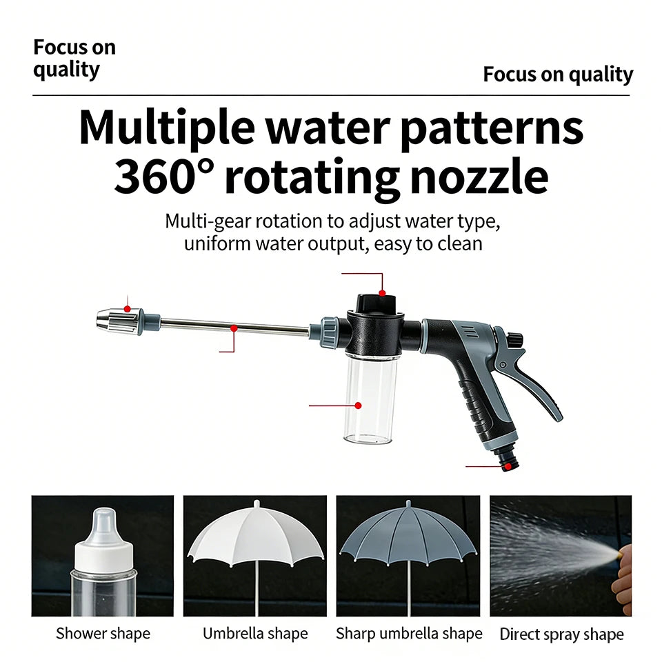 360° Rotating Nozzle High Pressure Water Gun Car Wash Kit Auto Cleaner Garden Hose Sprinkler for Washing And Watering