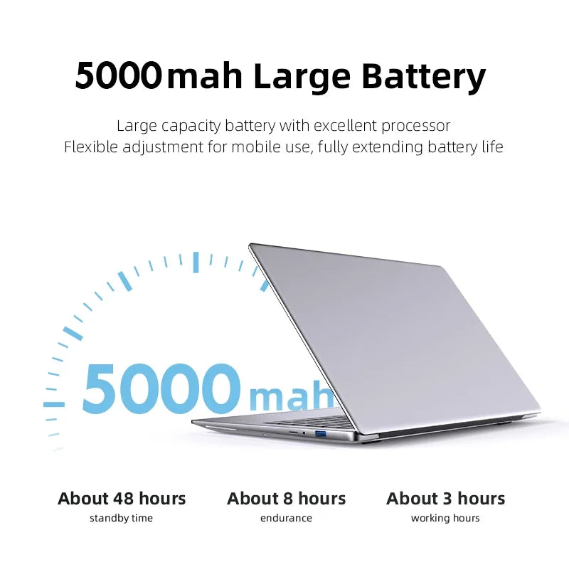 14.1" Laptop Computer Windows 11 Pro Intel Atom A3950 Notebook PC 12GB RAM 512GB 1TB M.2 SSD 1920*1080P Office Study Computer