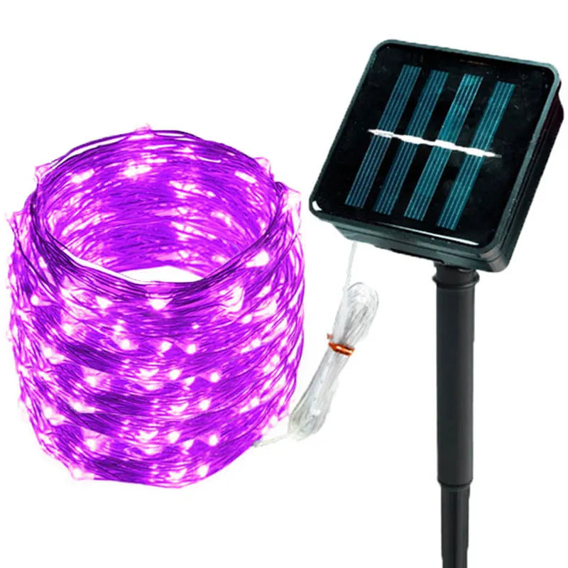 Outdoor LED Solar Fairy String Lights Waterproof Garden Decoration Garland 8Modes Copper Wire Light For Street Patio Christmas