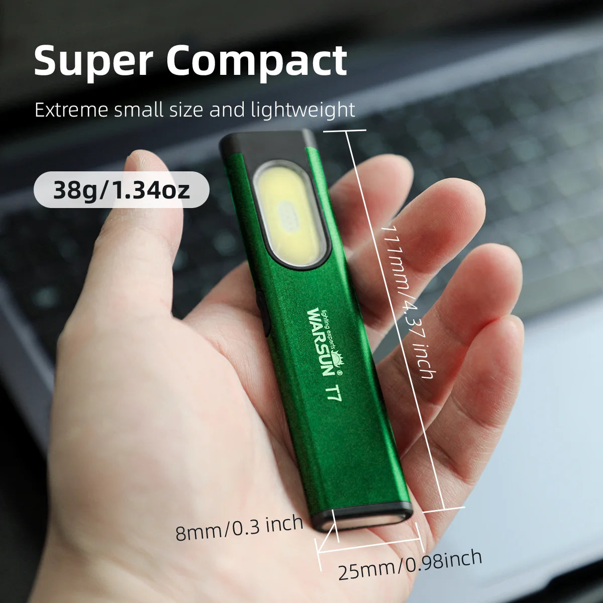 Warsun 2Pcs T7 LED Keychain Flashlight 450Lm Portable Mini Torch Light with Magnet Pocket Lantern Flood Work Light