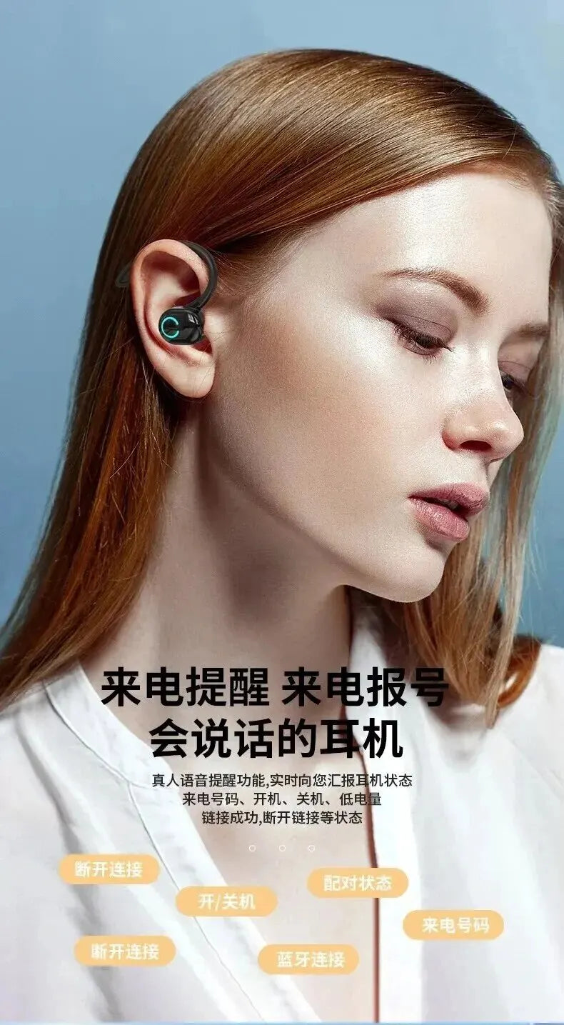 Bluetooth 5.2 Wireless Headset Single Ear-Hook Earplugs Ultra Long Battery Life Business Earphone Mobile Phone Headphone Earbuds