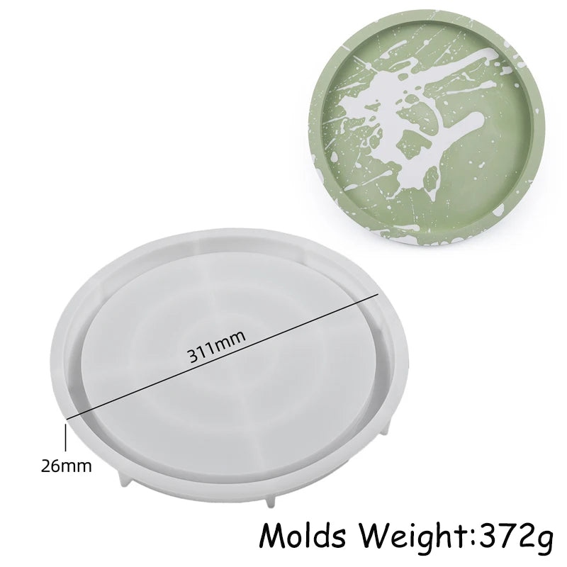 Round Cement Tray Silicone Mold DIY Handmade Round Storage Plate Molds Plaster Concrete Resin Coaster Casting Mould Home Decor
