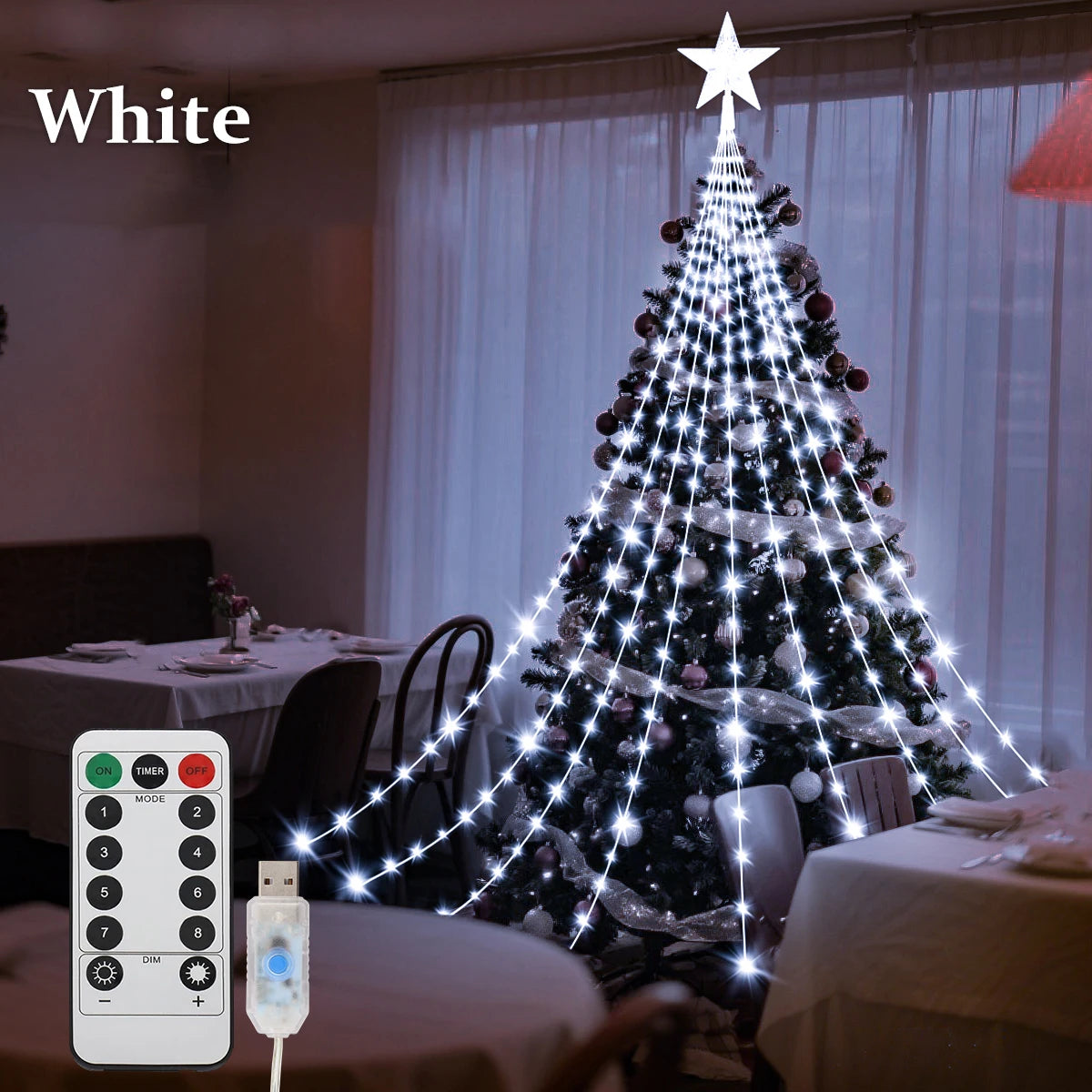 LED Outdoor Christmas Tree Decorations Lights USB 2/3M Waterproof Fairy String Lights 8 Modes Indoor Yard Wedding Party Lighting