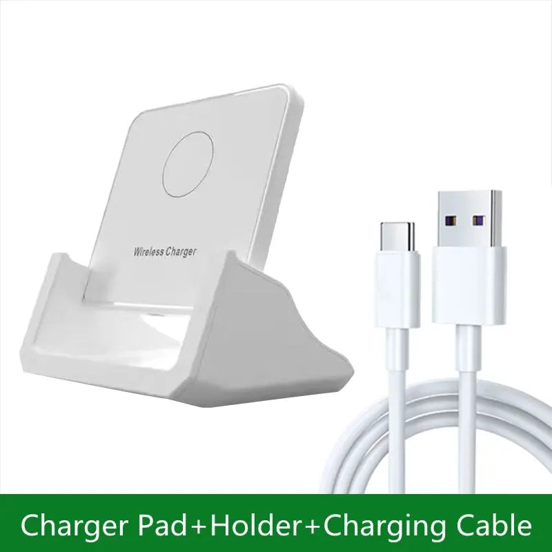 Wireless Charger Pad Stand Desktop Ultra-thin Mobile Phone Fast Charging Dock Station For iPhone 15 14 13 12 Samsung Xiaomi