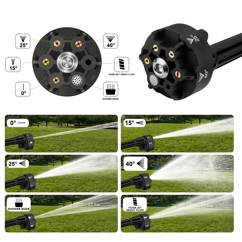Gisam 200Bar Brushless High Pressure Car Washer 6in1 Electric Car Garden Washing Water Gun Spray Gun for Makita 18V Battery Pin