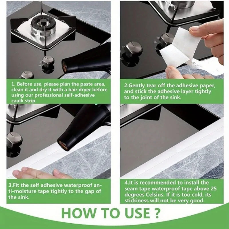 Waterproof Sealing Tape Strips PVC Self Adhesive Wall Sticker for Bathroom Shower Bath Seal Caulk Strip Kitchen Sink Mold Proof