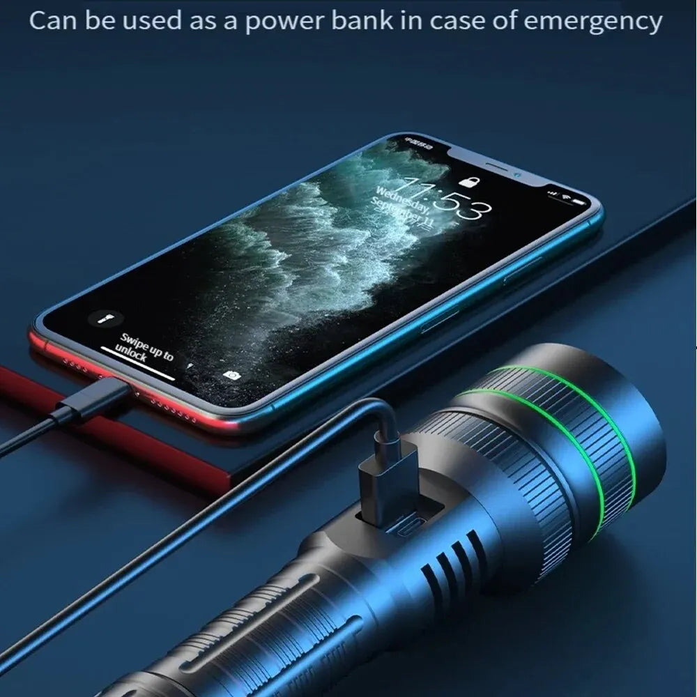 hit product long-range kilometer ultra bright flashlight, outdoor waterproof high-power strong light flashlight, rechargeable