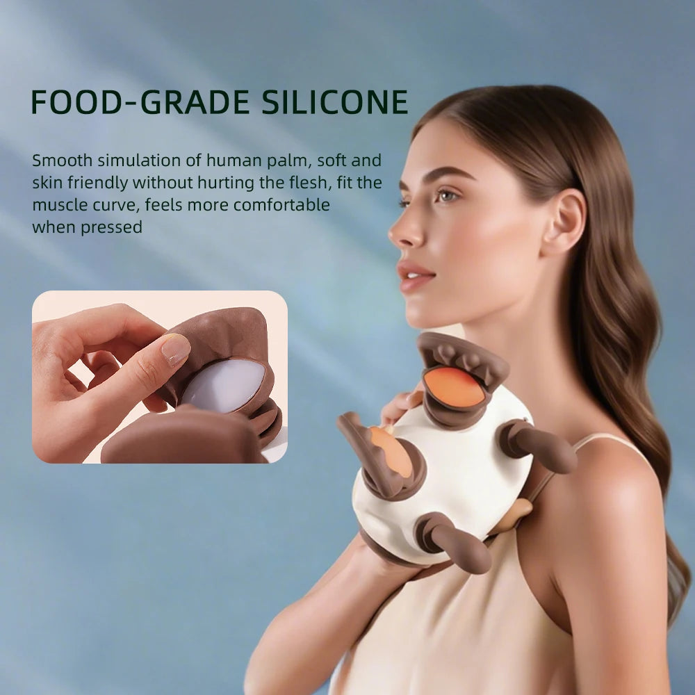 4D Bionic Hand Kneading Neck Shoulder Massager Portable Trapezius Muscle Pinching Massage Shawl Brushless Motor Neck masajeador