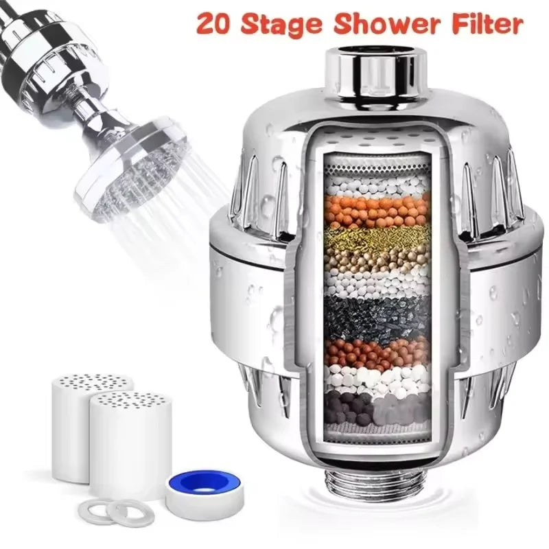 15-Stage Shower Filter for Hard Water, Removes Chlorine & Heavy Metals, Reduces Dry Skin & Itch, for Dry Hair and Skin Care
