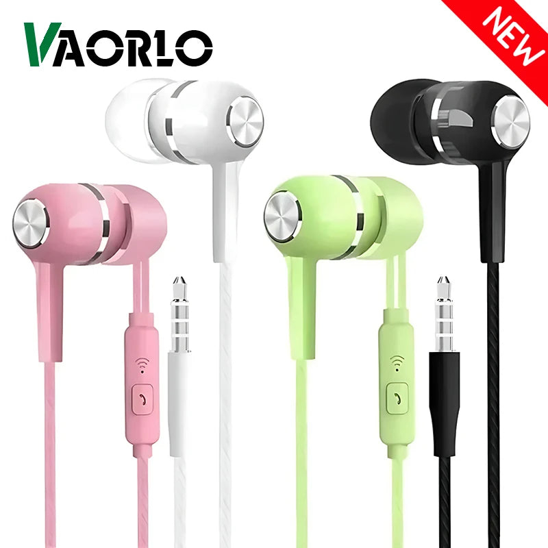 3.5mm Wired Headphones In Ear Headset Wired Earphones with Microphone Bass HiFi Stereo Earbuds Sports Music Gaming For Phones PC