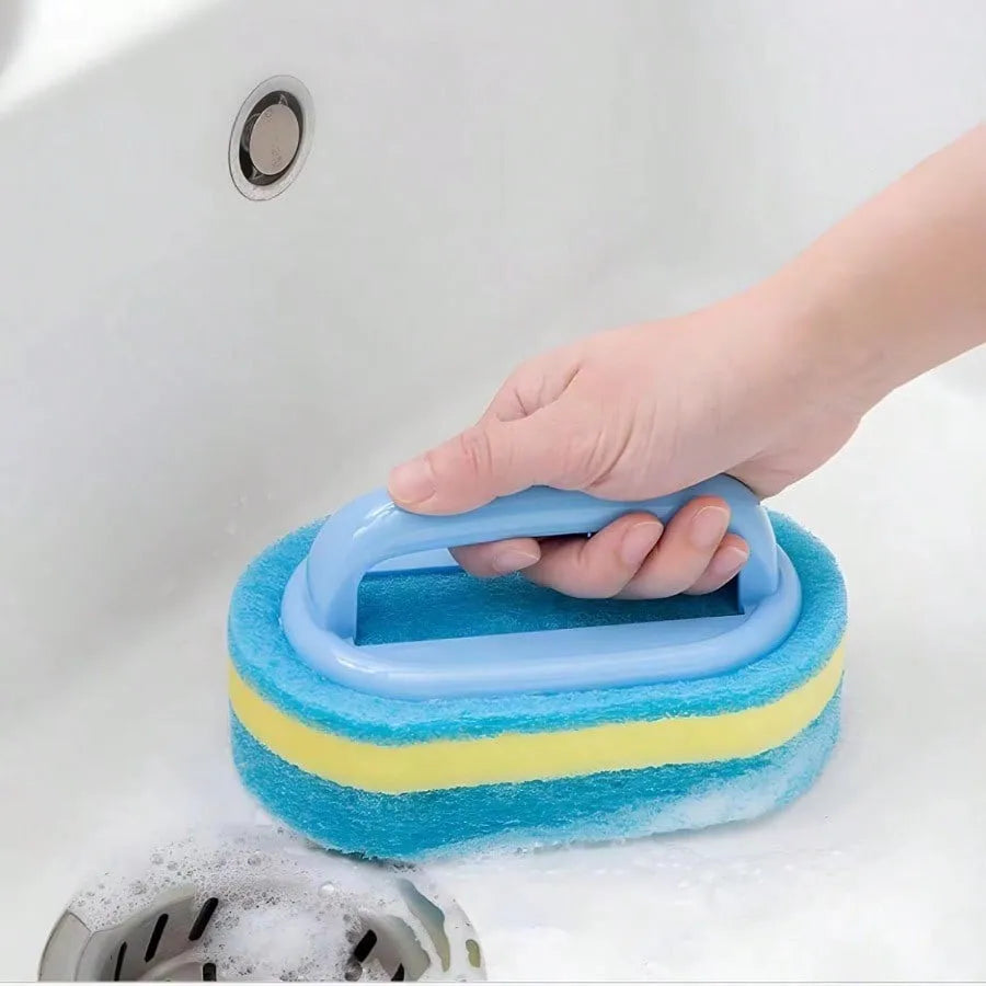 Cleaning Brush with Handle Kitchen Sponge Wipe Thickening Bathroom Tile Household Stain Removal Clean Tools