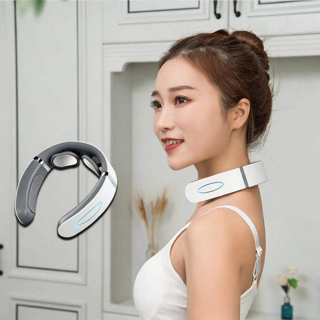 White Cervical Massage Device Multi Functional Neck Protection and Neck Relaxation Massager Portable Portable Neck Care Tool