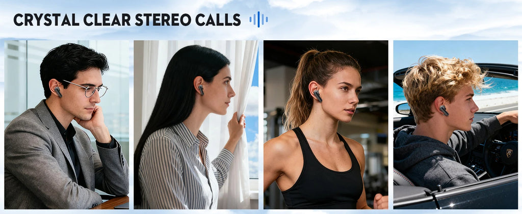 Bluetooth 5.3 Earbuds 50H Playtime LED Display Wireless Headphones ENC Noise Cancelling HiFi Stereo IPX7 Waterproof Sports Heads