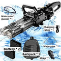 Automatic Gatling Water Gun Toy Rotating Double Barrel With Lighting Water Bag Continuous Shooting Fire Outdoor Toys for Kids