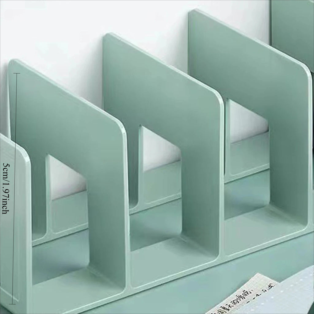 4 Compartments Rack Book Organizer ABS Bookends Stand Bookshelf Divider Book Paper Files Storage Rack for Home Office Classroom