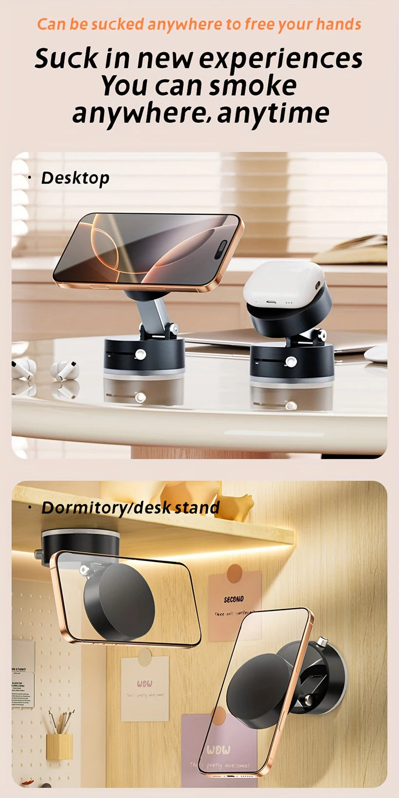 Magnetic Car Phone Holder Foldable Portable Holder for All Smartphones & Car Models 360° Rotatable Adjustable Lazy Phone Bracket
