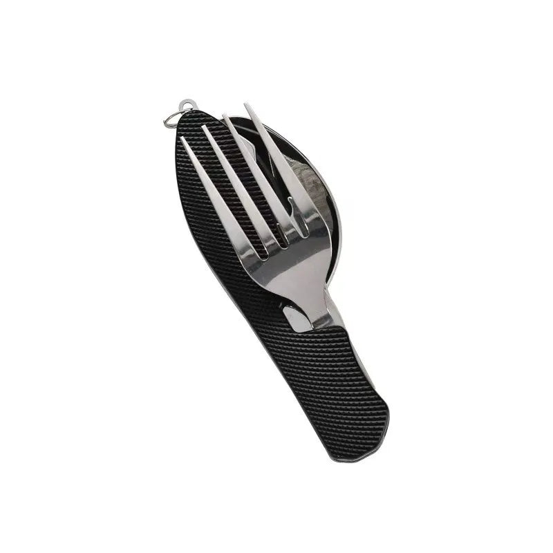 Foldable Camping Utensil Set Multi Functional Knife Fork Spoon Combo Stainless Steel Outdoor Picnic Tableware for Camping Picnic