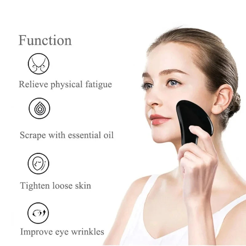 Natural Obsidian Gua Sha Board Gouache Scraper Boad Scraping Meridians Massage Face Lift Anti Wrinkle Beauty Jade Massager