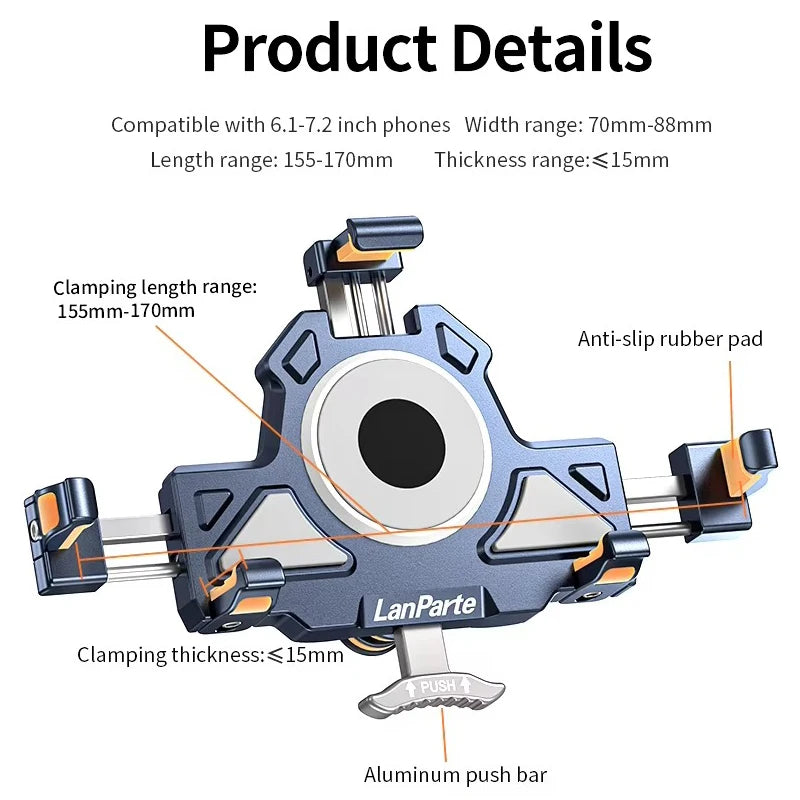 Metal Shockproof Motorcycle Phone Holder 4 Vibration Dampener 15W Wireless Charger Fast Charging Motorbike Bicycle Bike Stand