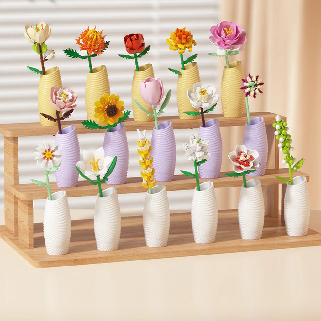 Simulation Building Blocks Flowers Eternal Bouquet Micro Brick Rose Sunflower Tulip Orchid Kid Handmade Toy Home Decor Girl Gift