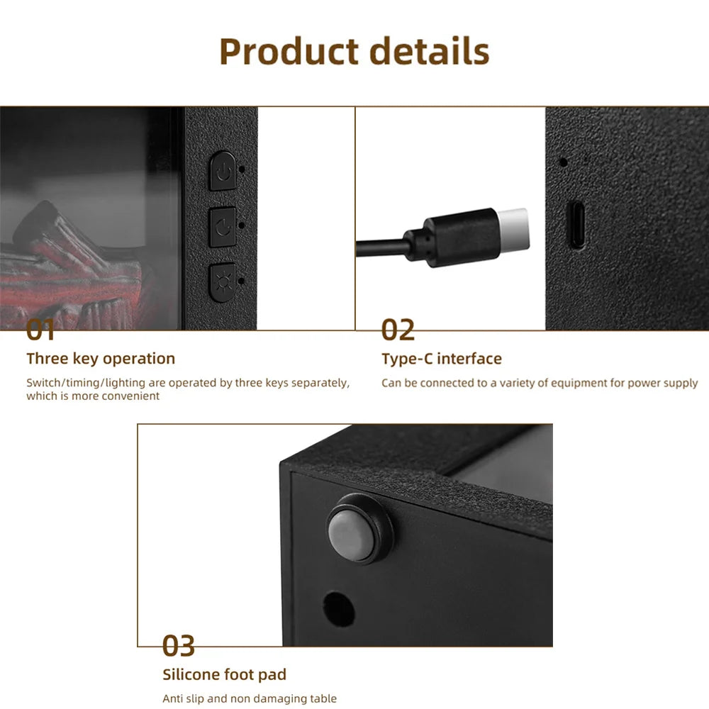 Upgraded 300ml Fireplace Diffuser Essential Oil 7 Colorful Large Flame Fire Humidifier Changing Aroma Diffuser for Aromatherapy
