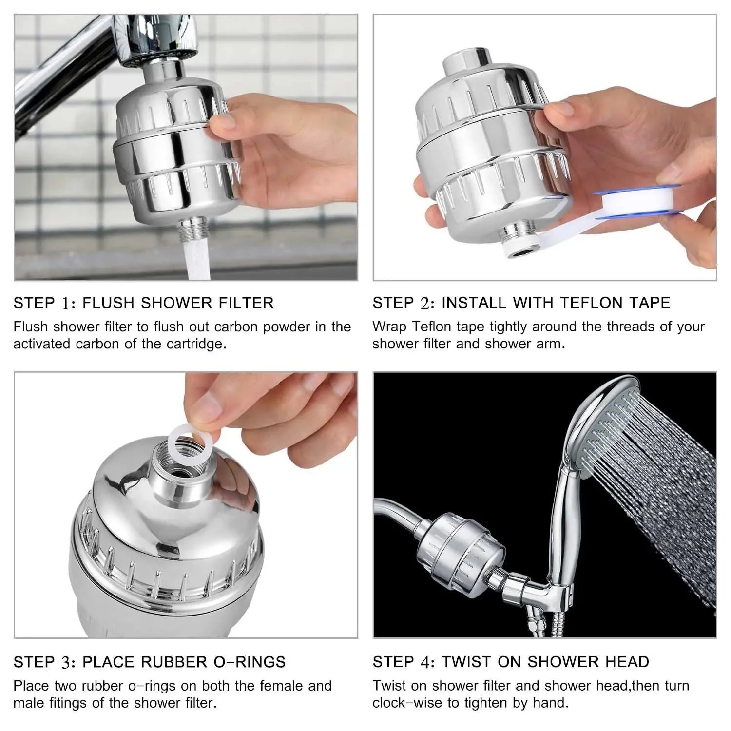 15-Stage Shower Filter for Hard Water, Removes Chlorine & Heavy Metals, Reduces Dry Skin & Itch, for Dry Hair and Skin Care