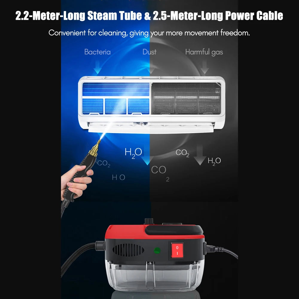 1500W Portable Handheld Steam Cleaner High Temperature Pressurized Steam Cleaning Machine with Brush Heads for Furniture Car