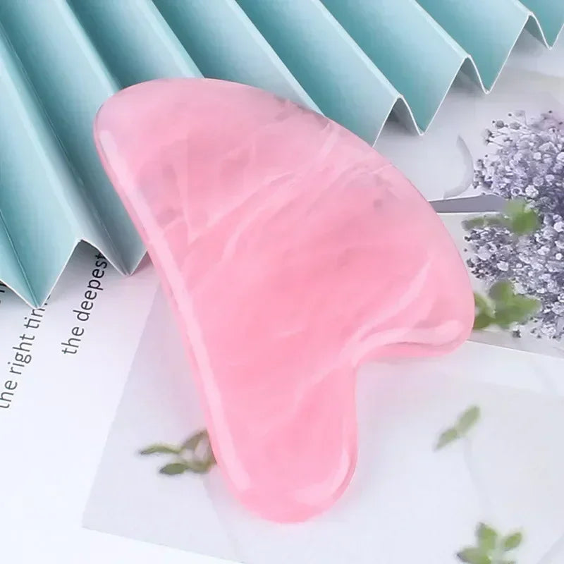 괄사 Resin Gua Sha Massage Board for Face Rose Pink Guasha Plate Jade Face Massager Scrapers Tools for Face Neck Back Body