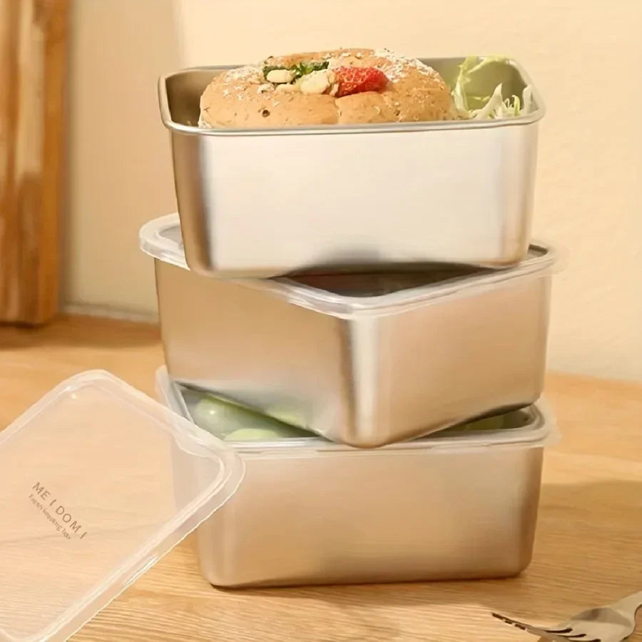 Thickened Stainless Steel Fresh Box Sealed Leak-proof Picnic Bento Box Portable Multi-purpose Lunch Box With Lid Storage Box