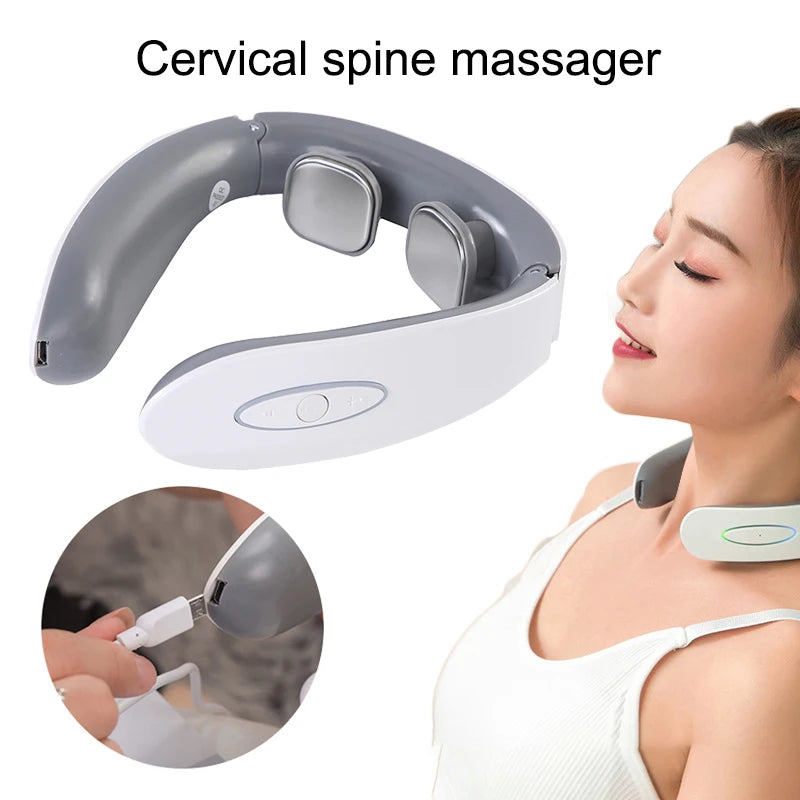 White Cervical Massage Device Multi Functional Neck Protection and Neck Relaxation Massager Portable Portable Neck Care Tool