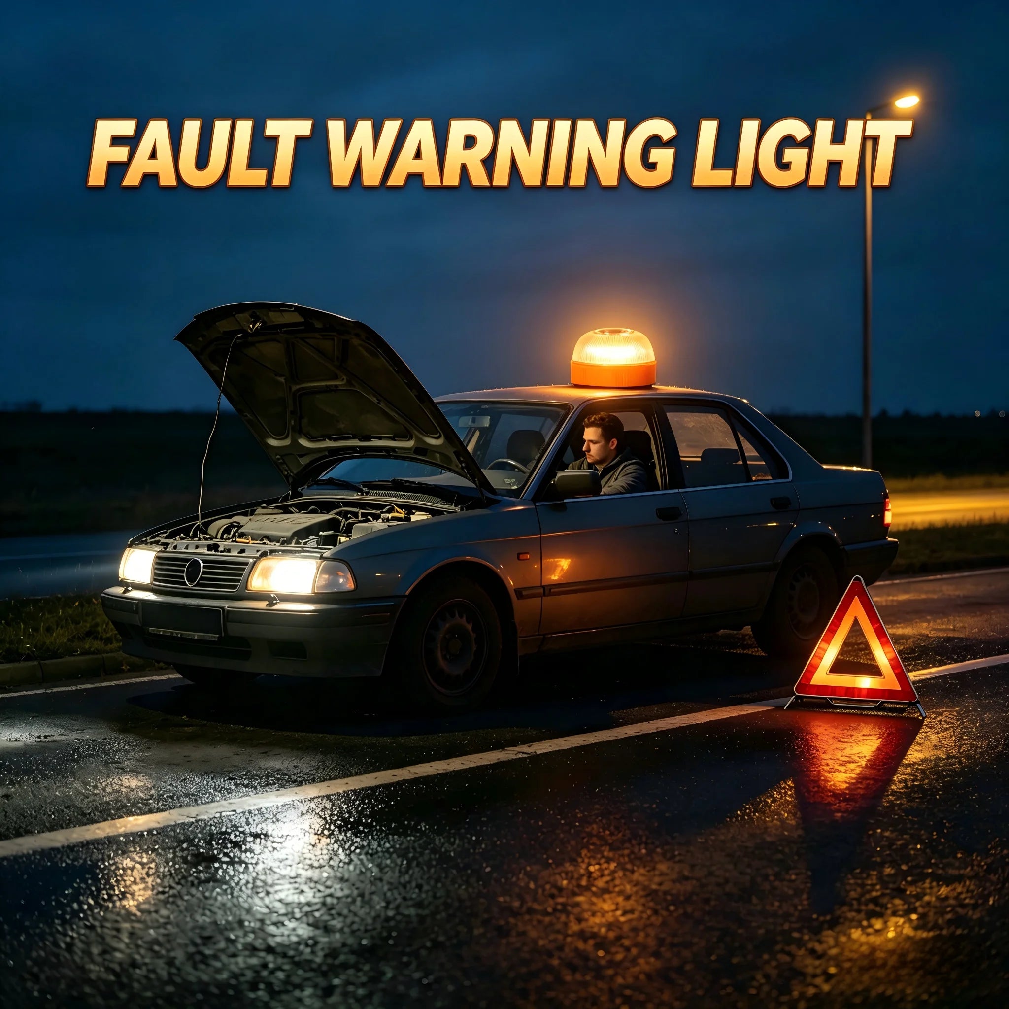 Smart Emergency Beacon, Car Breakdown Warning Light, Magnetic LED Strobe Flare for Roadside Safety, Foggy Day Alert Lamp for