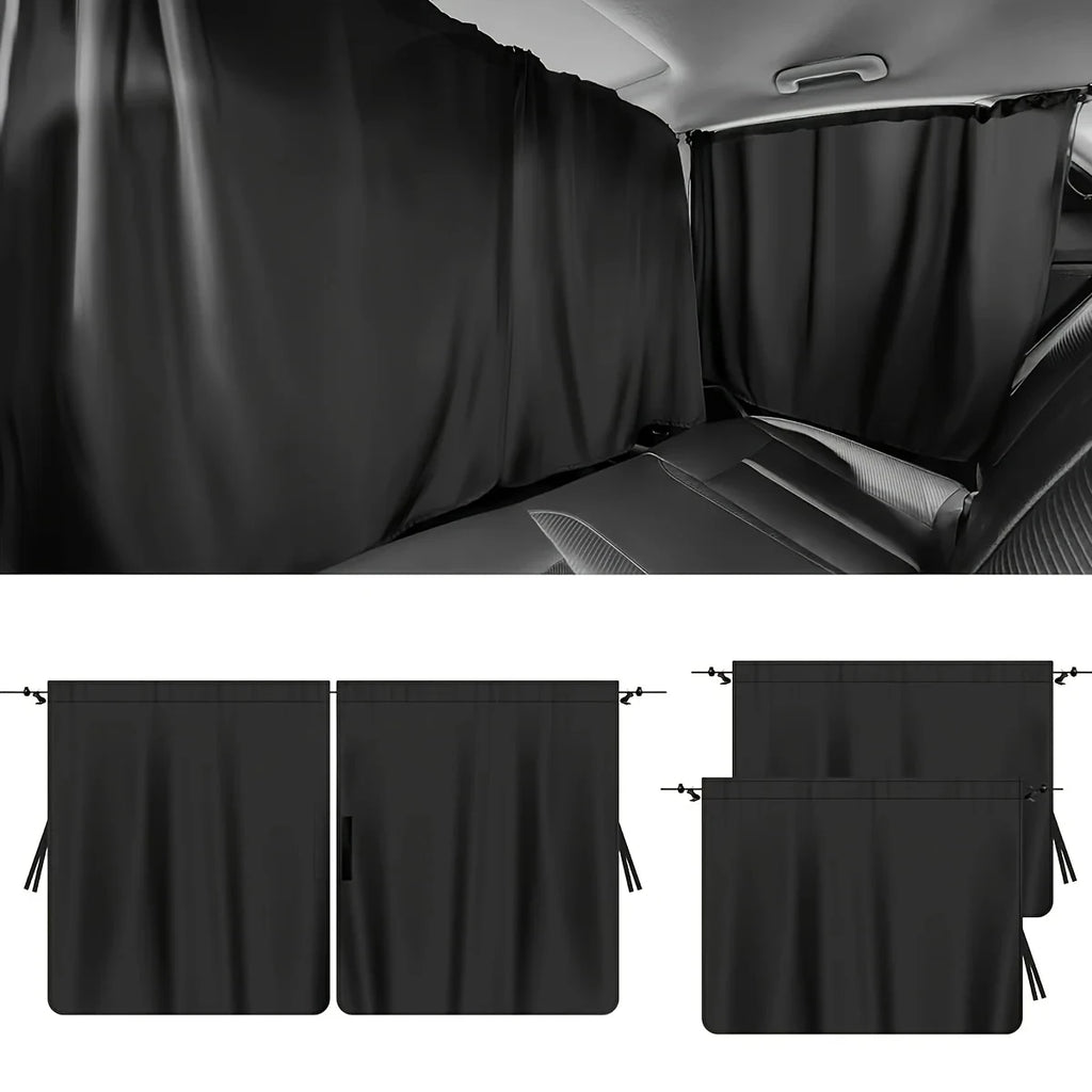 4pcs Car Privacy Curtain Set Window Shade for Travel Nap Night Camping - Detachable Simple Curtain for Vehicle Windows