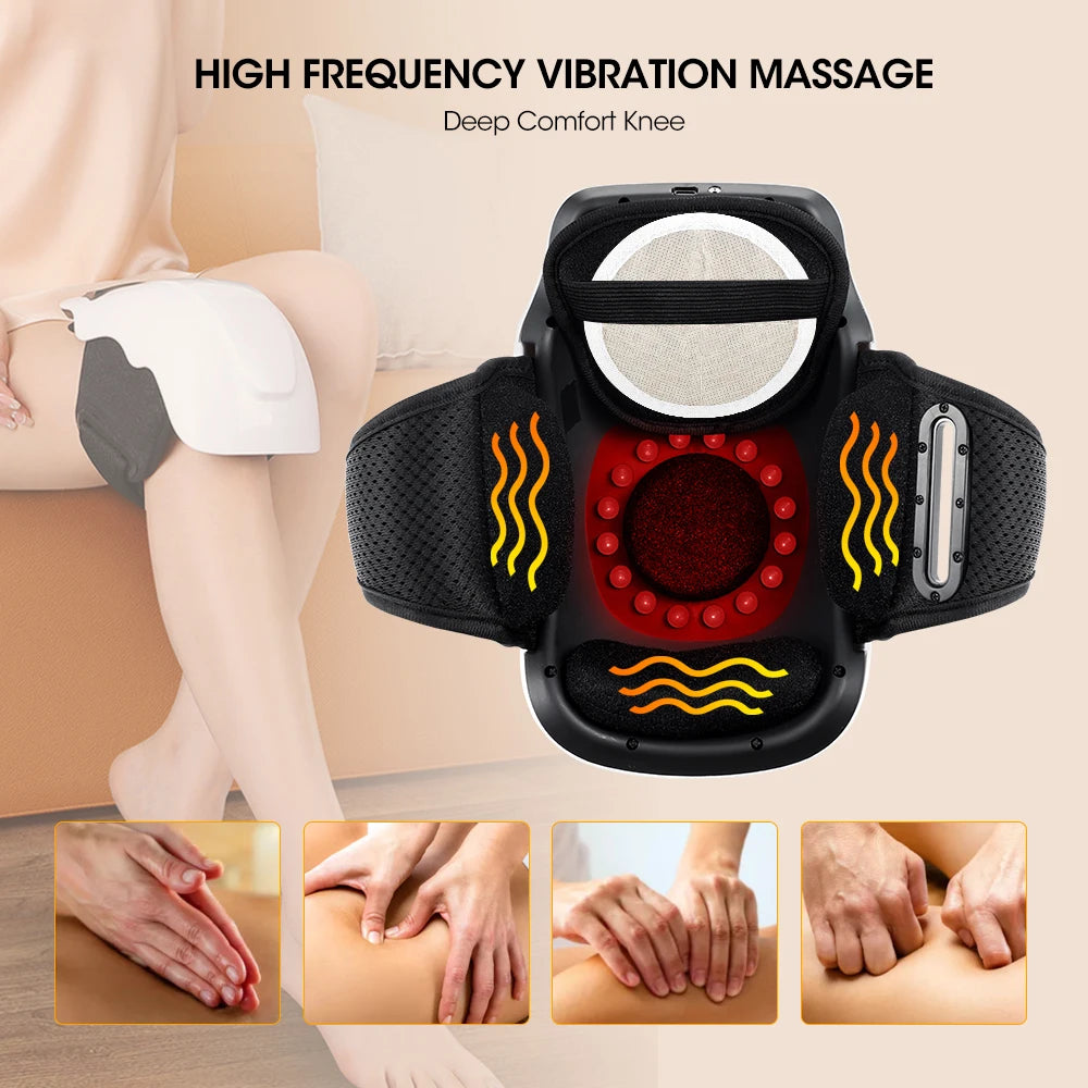 Electric Knee Massage Pad 3 Levels Wireless  3D Airbag Hot Compress Vibration Massager with Red Light Knee Massage Health Care