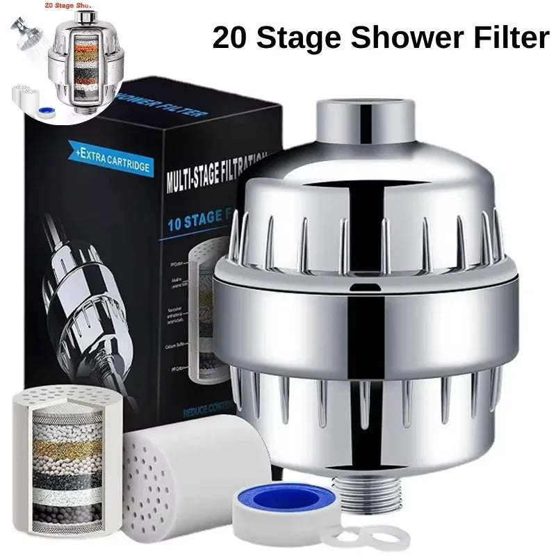 15-Stage Shower Filter for Hard Water, Removes Chlorine & Heavy Metals, Reduces Dry Skin & Itch, for Dry Hair and Skin Care