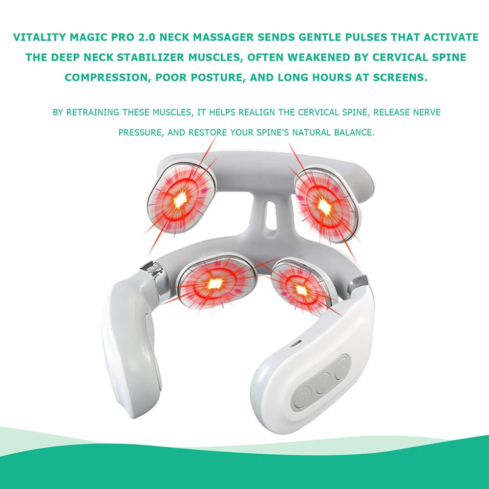 Cervical Massager 16 Modes USB Smart Pulse Heating 4 Neck Massager for Neck Tension NeckMassager Vibrator Heating Massager