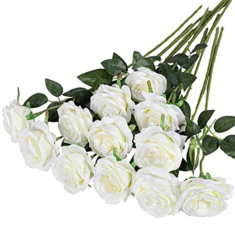 12pcs Realistic Artificial Rose Bouquet for Weddings, Birthdays, and More  for Floral Arrangements and Home Decor