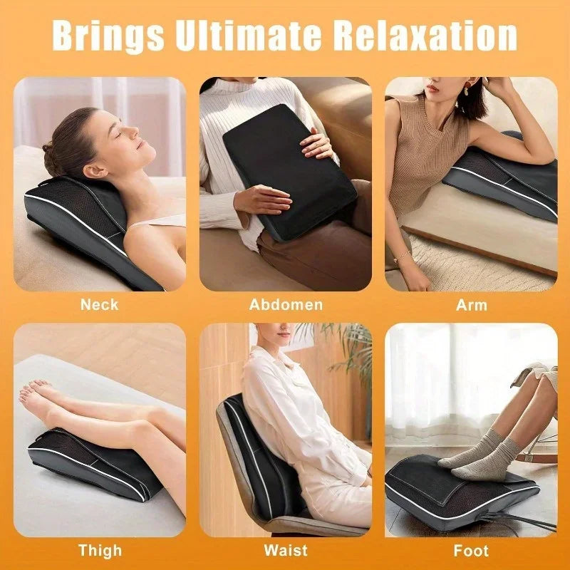 Jinkairui Electric Shiatsu Massage Pillow Neck Airbag Traction Body Massager Car with Heating and Vibration Function