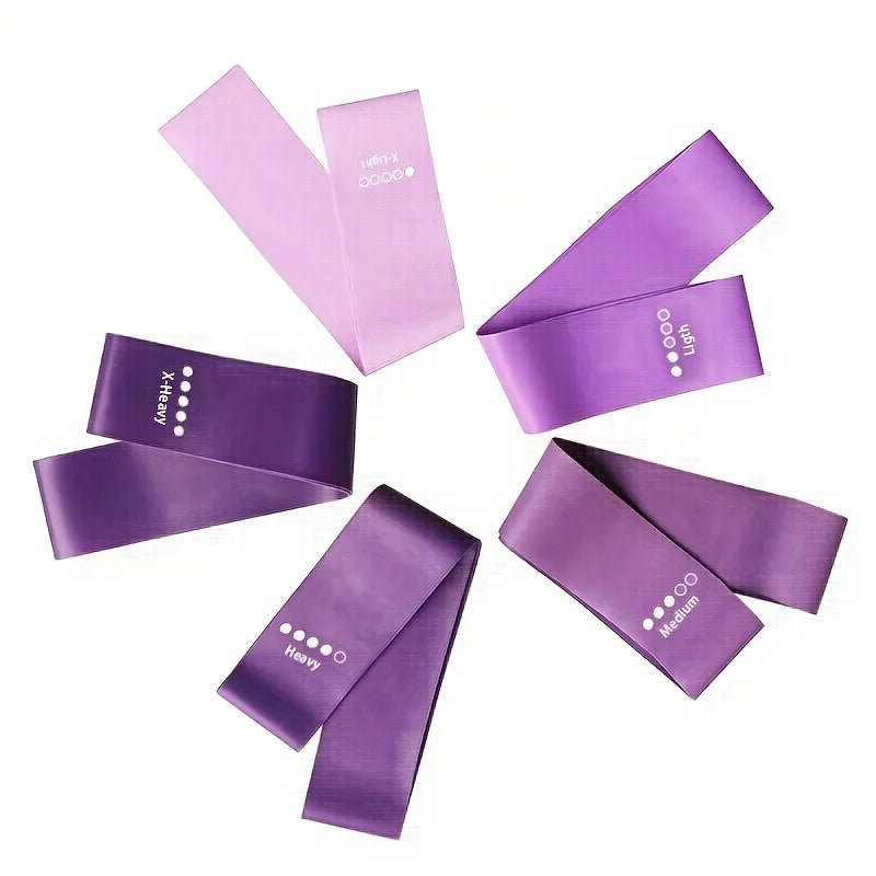 5-piece portable gradient resistance band yoga/fitness/Pilates triple strength trainer stackable colorful fitness band women's s