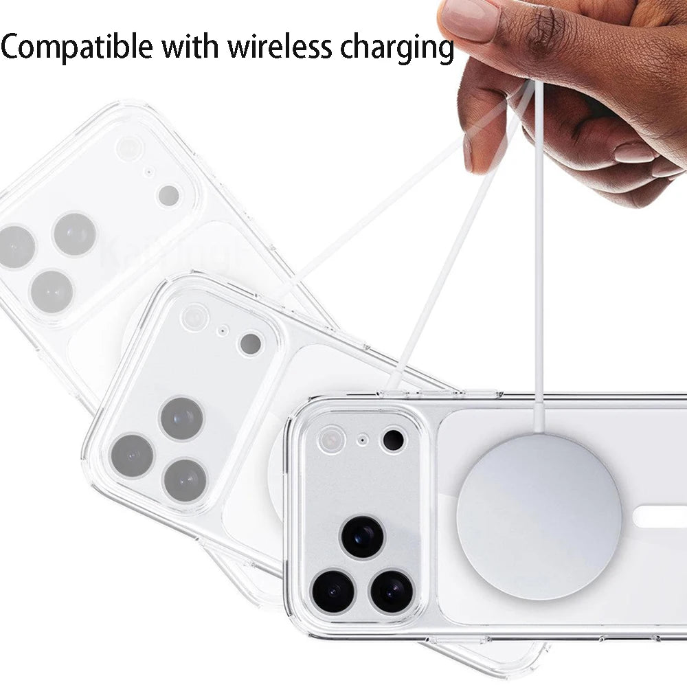 Magnetic Clear Phone Case For iPhone 17 Air 16 15 14 13 12 11 Pro Max XR Wireless Charge for Magsafe Cases Cover Anti-Yellowing