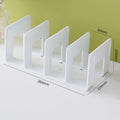4 Compartments Rack Book Organizer ABS Bookends Stand Bookshelf Divider Book Paper Files Storage Rack for Home Office Classroom