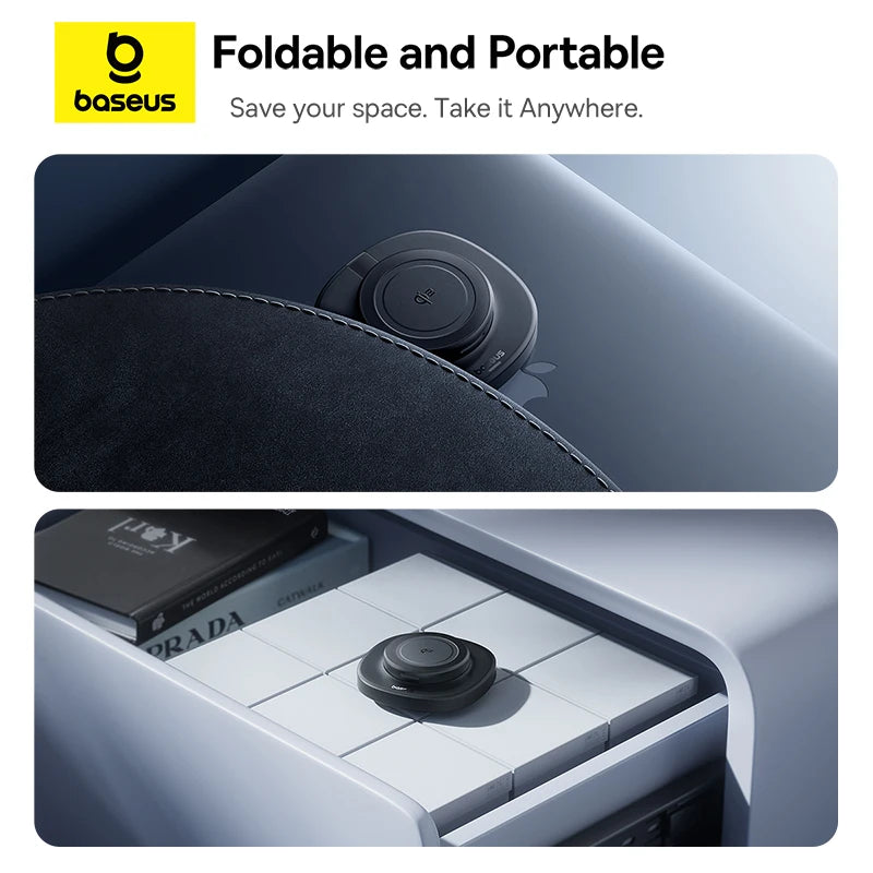Baseus 15W Qi2 Foldable Wireless Charger Stand Magnetic Adjustable Viewing Angle For iPhone 16 15 14 13 AirPods 2nd 3rd Gen Pro