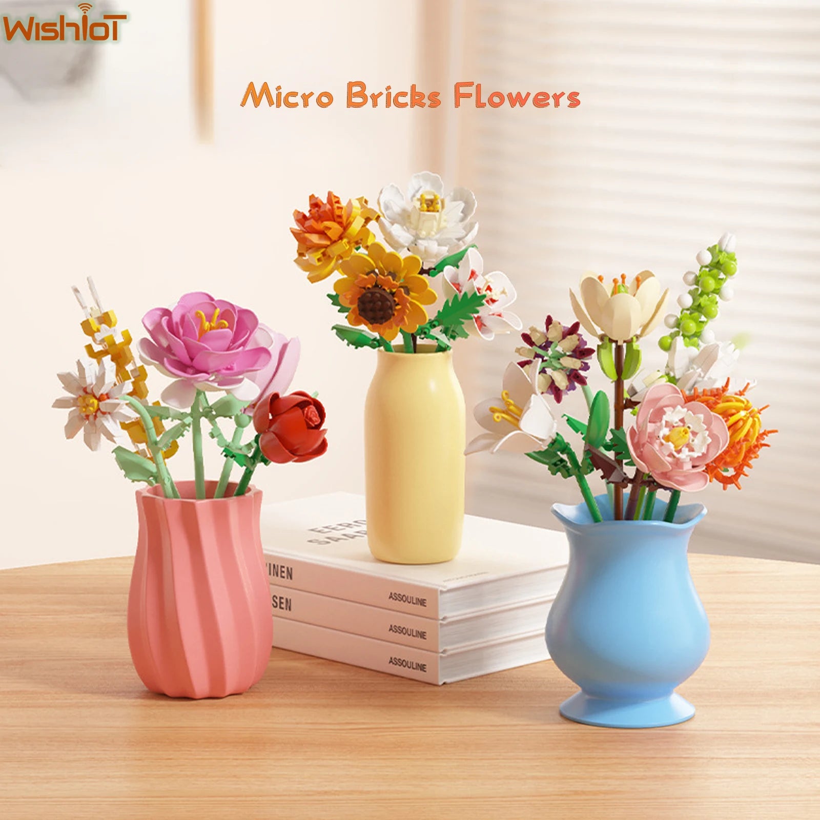 Simulation Building Blocks Flowers Eternal Bouquet Micro Brick Rose Sunflower Tulip Orchid Kid Handmade Toy Home Decor Girl Gift
