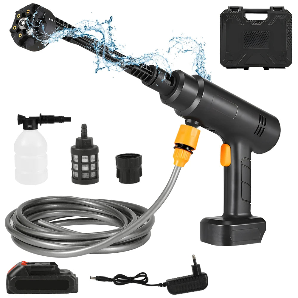 New 6-IN-1 60Bar High-Pressure Cleaning Machine Car Water Gun Toolbox Suitable for Makita 21V Battery